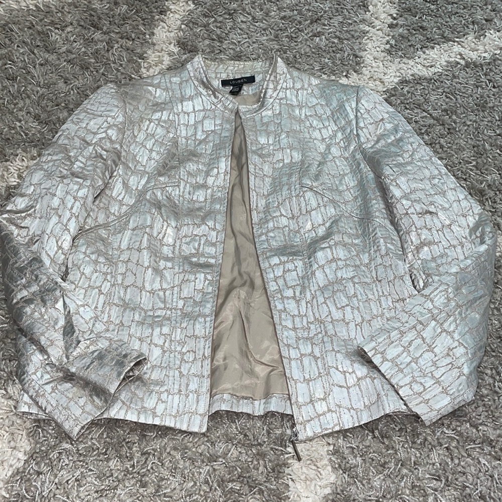 Louben silver & gold zippered blazer jacket sz 12
